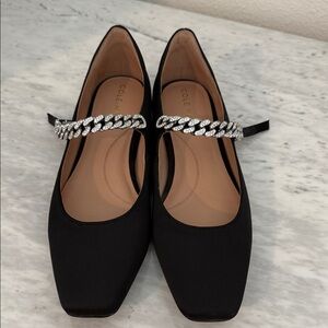 Cole Haan Black Flats with Silver Chain Detail
